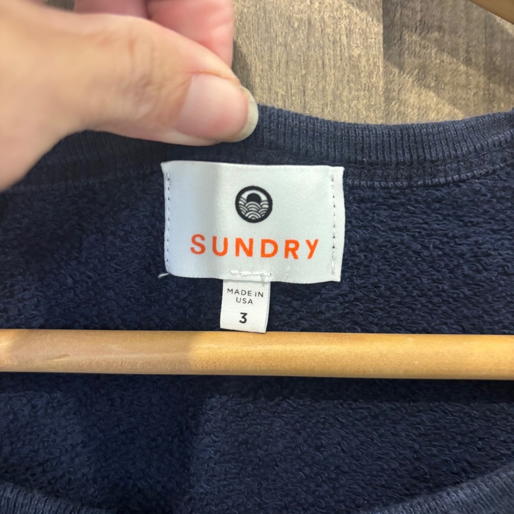 Sundry Here For Halftime Graphic Sweatshirt Navy Blue Size 3 Medium - Picture 3 of 7
